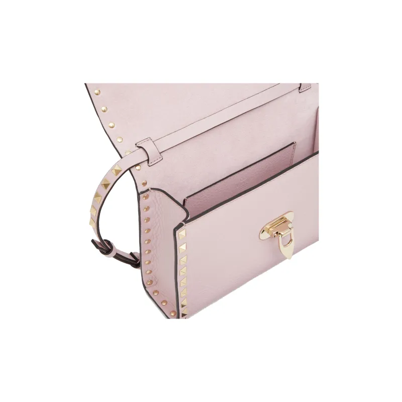 Valentino Rockstud Calfskin Messenger Bag Shoulder Bag Crossbody Bag Women's Pink-6