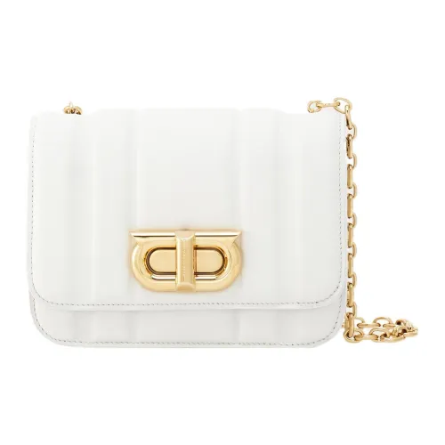 FERRAGAMO GANCINI Calfskin Shoulder Bag Crossbody Bag Mini Women's White
