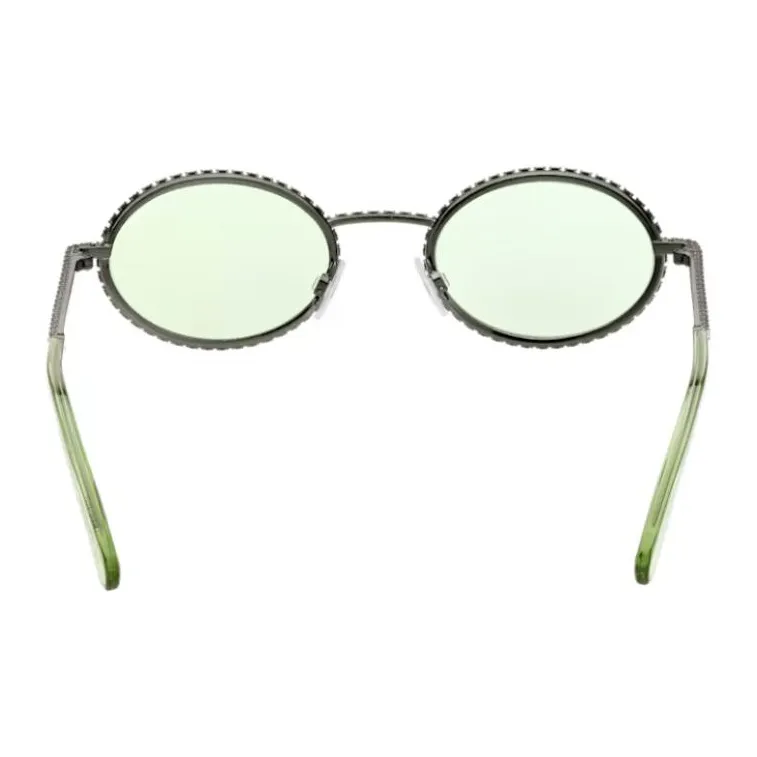 Swarovski Metal Faux Crystal Oval Sunglasses Women's Green-3
