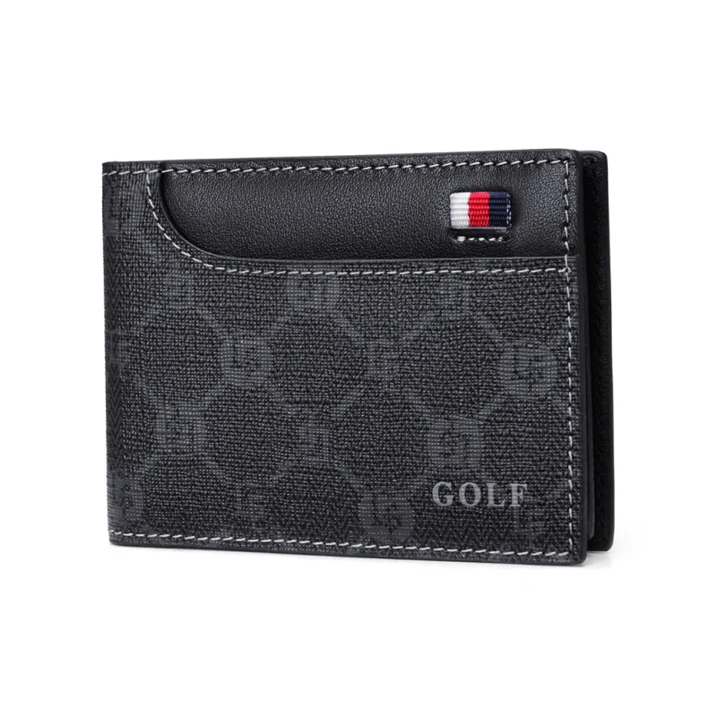 GOLF PVC Synthetic Leather Document Wallet Card Holders Small Size Men's Black-0