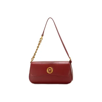 GXFMOD Cow Leather Shoulder Bag Crossbody Bag Elegant Evening Bag Medium Size Women's Red