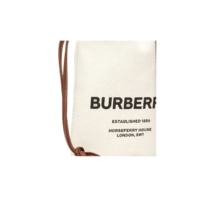 Burberry Horseferry Cotton Canvas Canvas Bag Storage Bag Crossbody Bag Small Size Women's Natural-4