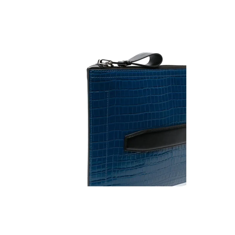 TOM FORD Calfskin Clutch Men's Blue-3