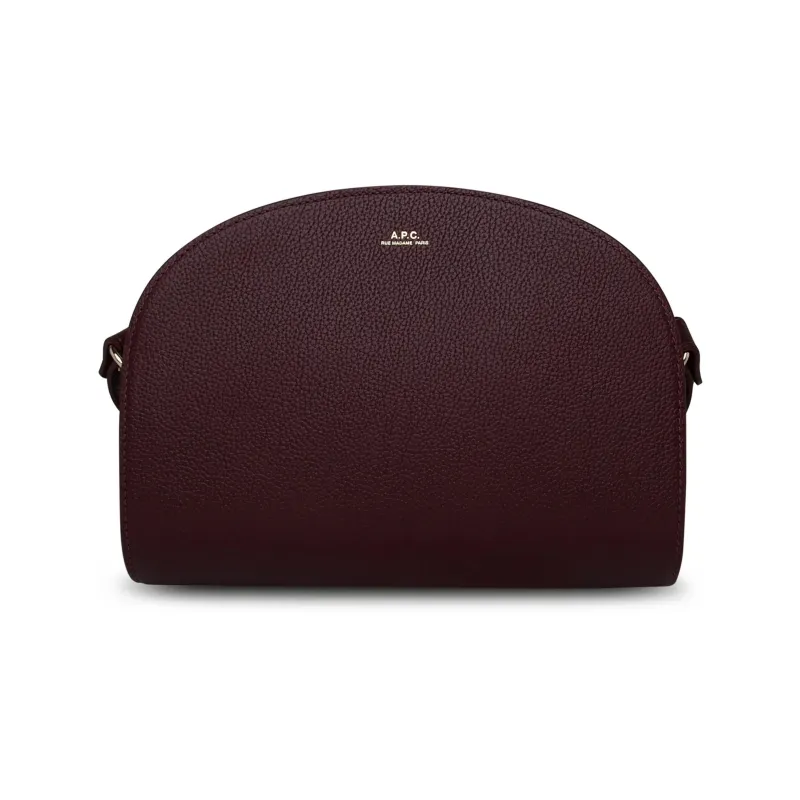 A.P.C Calfskin Shoulder Bag, Crossbody Bag Small Size Unisex Burgundy-0