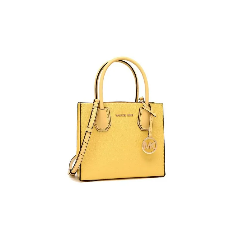 MICHAEL KORS Mercer Leather Tote Bag, Shopping Bag, Shoulder Bag, Crossbody Bag, Handbag Regular Women's Yellow-1