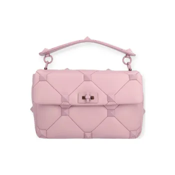 Valentino Roman Stud Leather Messenger Bag Shoulder Bag Crossbody Bag Handbags Regular Women's Pink