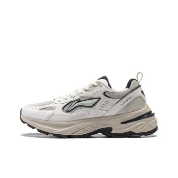 LiNing Beichen Cushioning, Slip Resistant, Abrasion Resistant Support Low Top Chunky Sneakers Men's White Gray