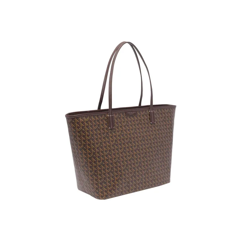 TORY BURCH Coated Canvas Canvas Bag Tote Bag Shopping Bag Handbag Medium Size Women's Brown-1