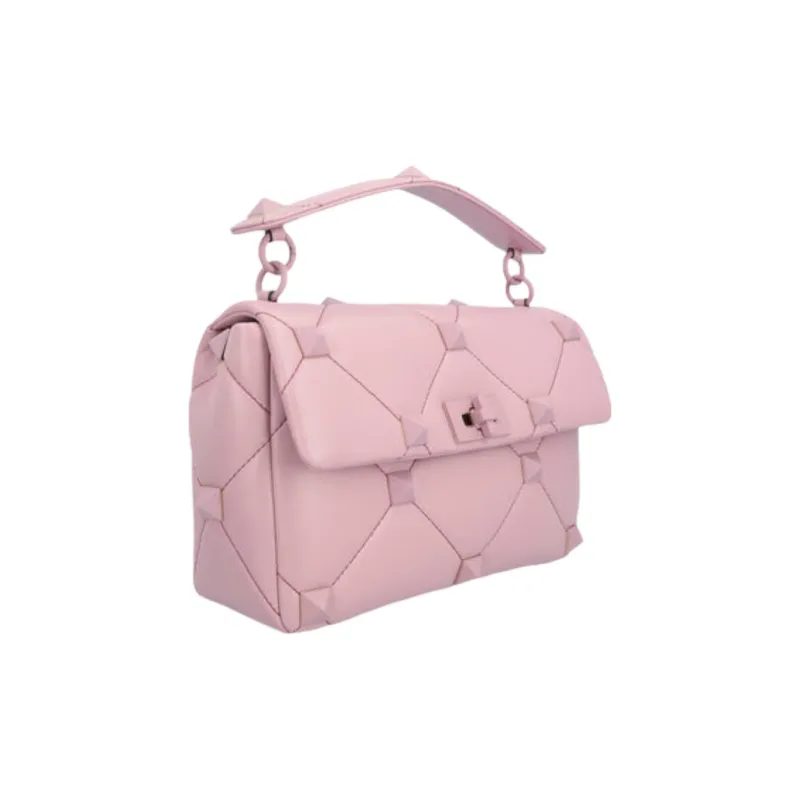 Valentino Roman Stud Leather Messenger Bag Shoulder Bag Crossbody Bag Handbags Regular Women's Pink-1