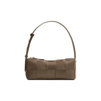 Bottega Veneta Brick Casstte Sheepskin Waffle Bag, Shoulder Bag, Handbag Trumpets Women's Taupe Gray