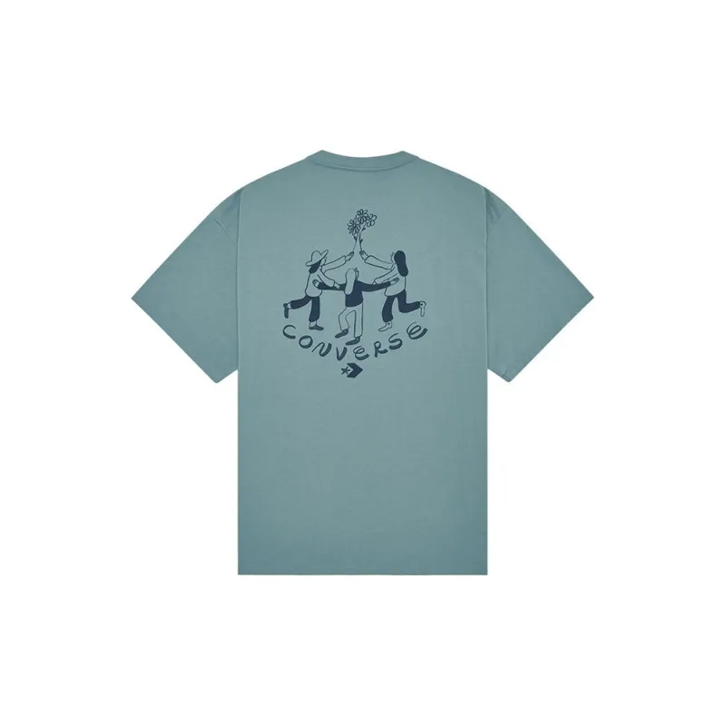 Converse FLOWER FRIENDS T Shirt Men's Peacock Blue-1