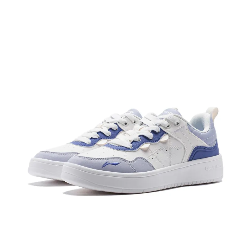 LiNing The Beginning Of The Line Wear Resistant Low Top Skateboard Shoes Women's White Blue-2