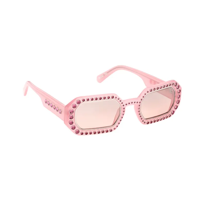 Swarovski Acetate Faux Crystal Square Sunglasses Women's Pink-2