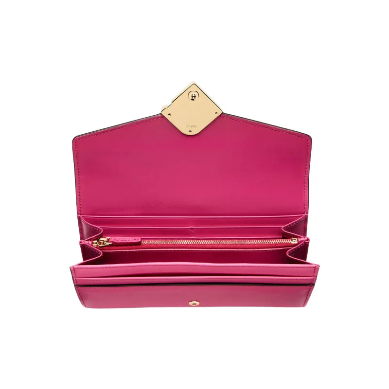FENDI FF Diamonds Series Calfskin Wallet Women's Fuchsia-2