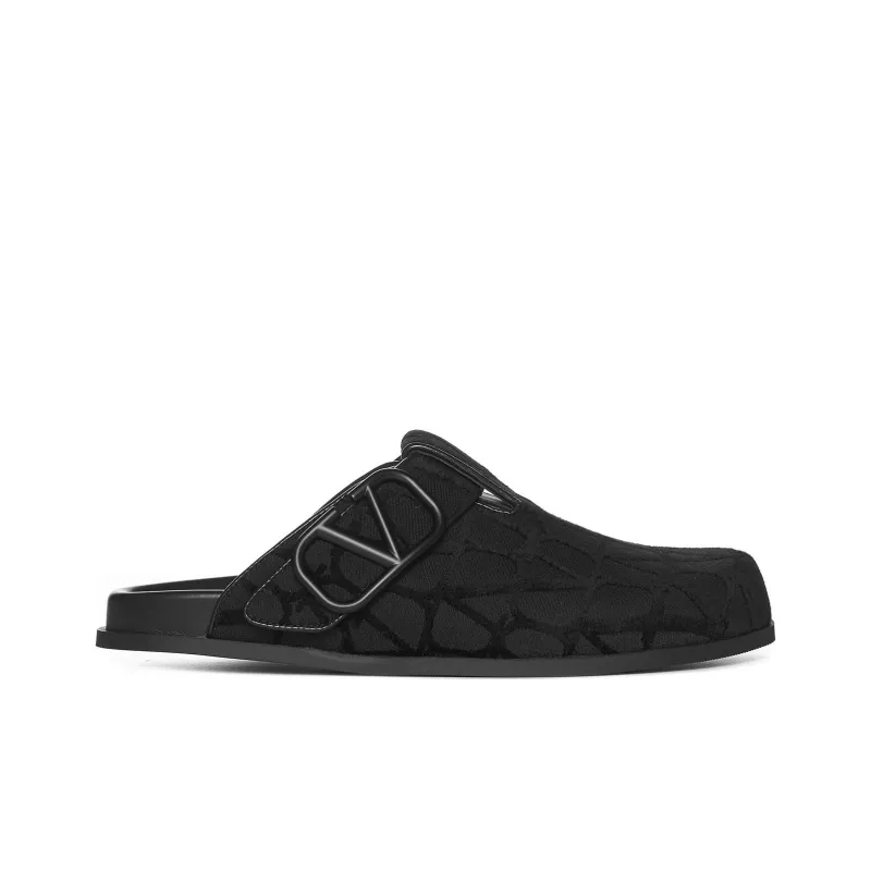 Valentino Closed Toe Slippers Men's Black-1