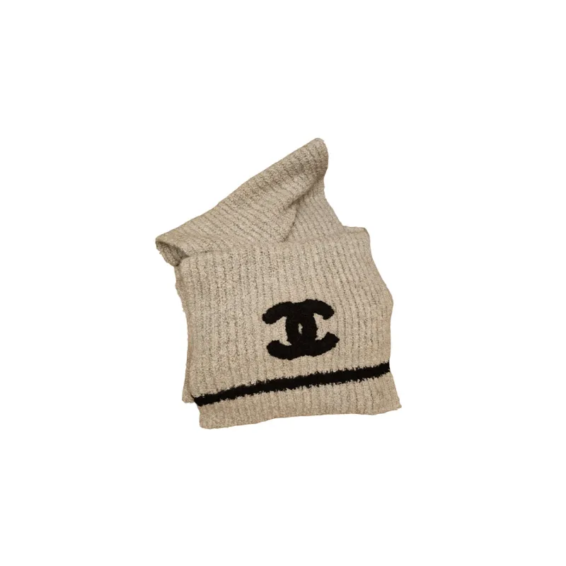 CHANEL Knit Scarves Unisex Beige-0