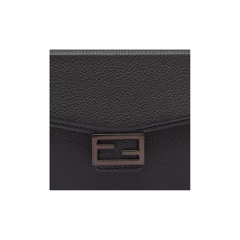 FENDI Full Grain Leather Cell Phone Pouch Crossbody Bag Shoulder Bag Men's Black-7