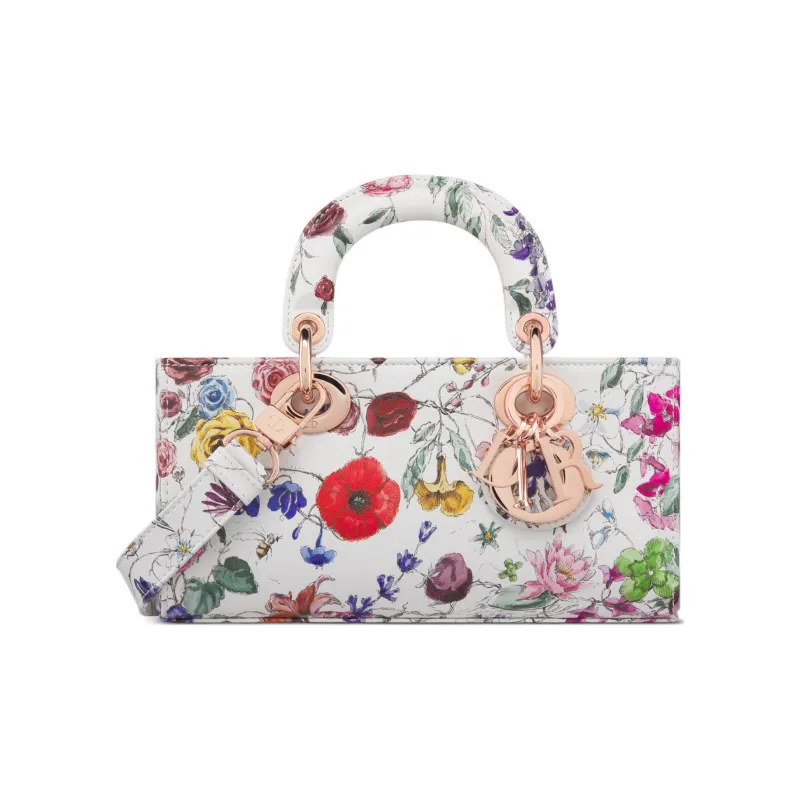 DIOR Lady D JOY Cow Leather Shoulder Bag, Crossbody Bag, Handbag Small Size Women's White/Multicolor-0
