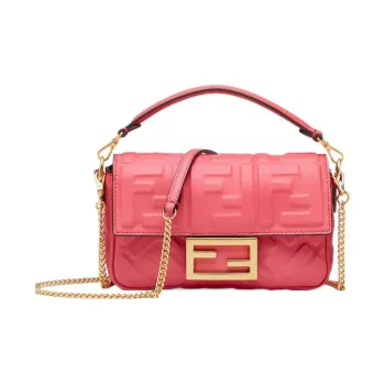 FENDI Baguette Nappa Leather Baguette Bag Portable Crossbody Bag Shoulder Bag Mini Women's Pink