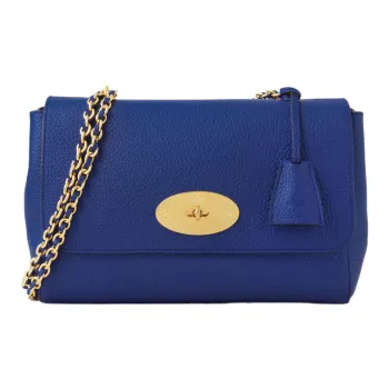 Mulberry Lily Grain Cow Leather Handbag Shoulder Bag Women's Blue