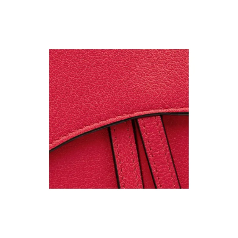 DIOR Saddle Sheepskin Saddle Bag Shoulder Bag Crossbody Bag Wallet Women's Red-5