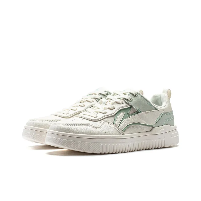 LiNing Green Cloud Collection Abrasion Resistant Low Top Casual Shoes Women's White Cyan-3