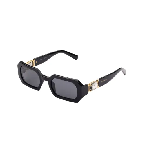 Swarovski Acetate Irregular Shape Sunglasses Women's Black