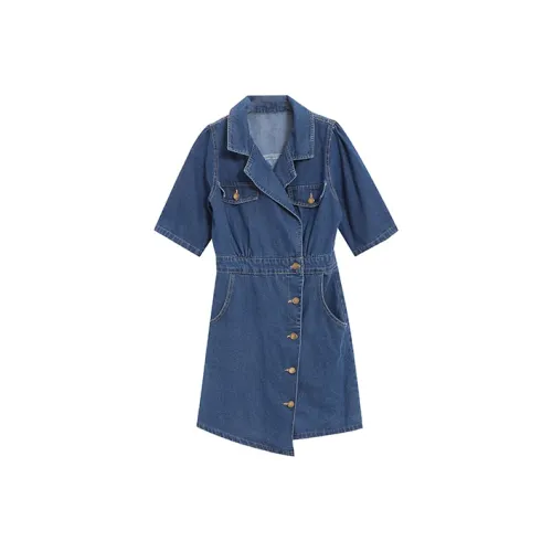 BRASS SCOUT Short-Sleeved Dresses Women's Blue