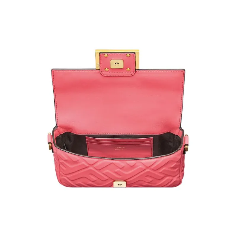 FENDI Baguette Nappa Leather Baguette Bag Portable Crossbody Bag Shoulder Bag Mini Women's Pink-3