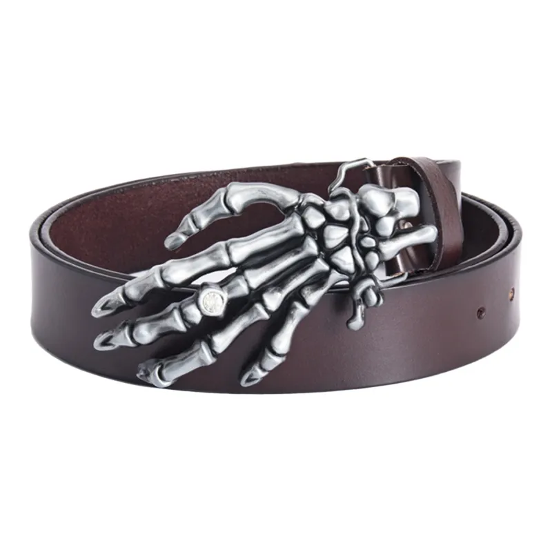 ALIEN BANG Individual Trendy Street Photography Niche Skull Hand Design Hip-Hop Leather Belts Men's Width: 3.8CM-1