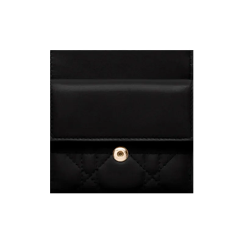 DIOR Lady Dior Lambskin Card Holder Wallet Women's Black-5