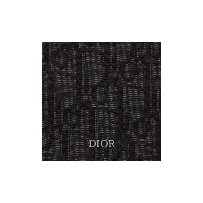 DIOR Calfskin Card Holder With Zipper Wallet Men's Black-4