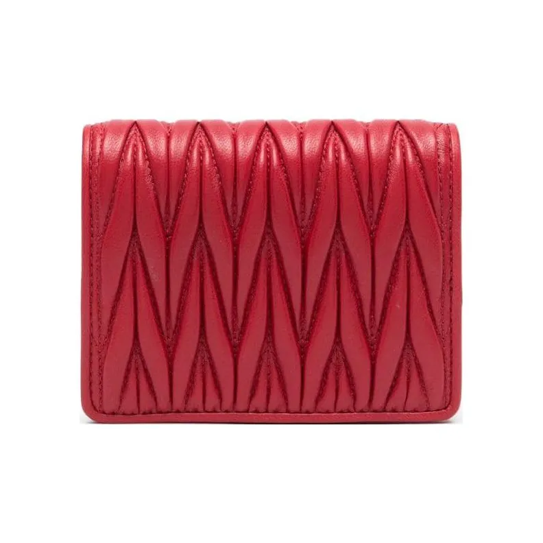 MIU MIU Leather Wallet Women's Red-1