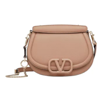 Valentino VSLING Grained Calfskin Saddle Bag Crossbody Bag Shoulder Bag Women's Rose