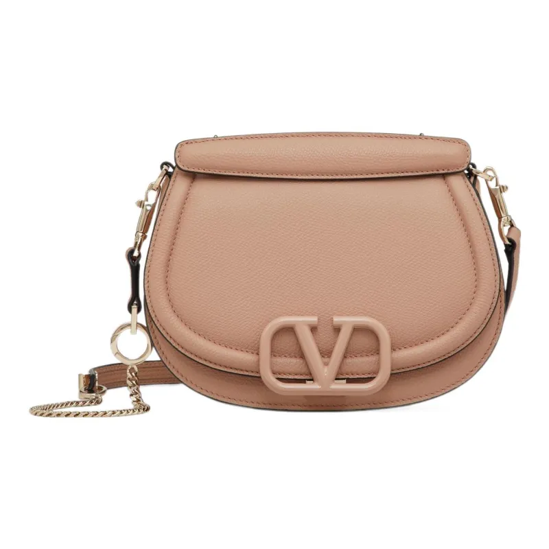 Valentino VSLING Grained Calfskin Saddle Bag Crossbody Bag Shoulder Bag Women's Rose-0