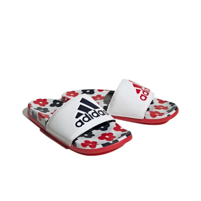 Adidas Adilette Comfort Slides Cloud White Better Scarlet Women's-2