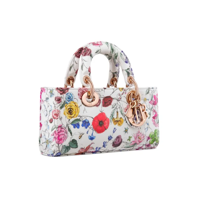 DIOR Lady D JOY Cow Leather Shoulder Bag, Crossbody Bag, Handbag Small Size Women's White/Multicolor-1