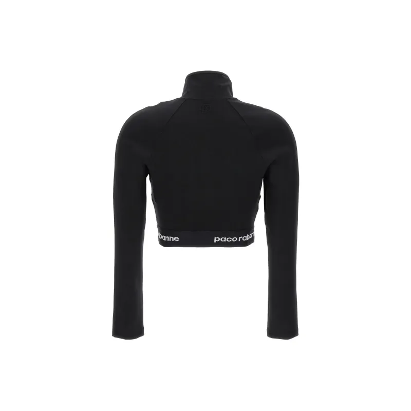 Paco Rabanne Logo Underband Zipped Cropped Top-1