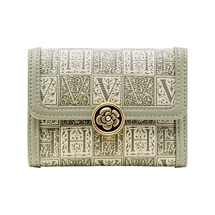 VANESSA HOGAN Monogram Artificial Leather Coin Purse Clutch Card Holder Wallet Small Size Women's Multicolor-1