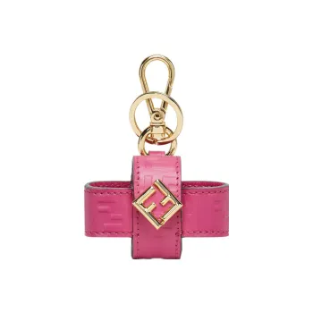 FENDI FF Diamonds Series Sheep Wool Blended With Calfskin AirPods Pro Pendant Bag Earphone Case Women's Fuchsia