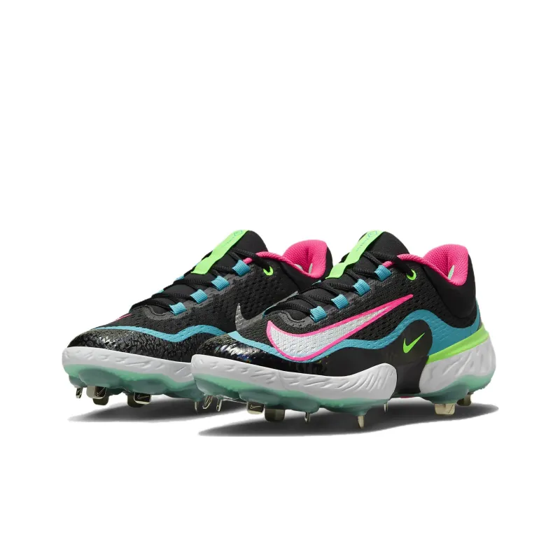 Nike Alpha Huarache Elite 4 Low 'Black Teal Pink'-2