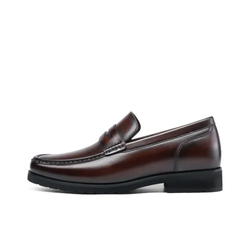 He Jinchang Loafers Men Red Brown