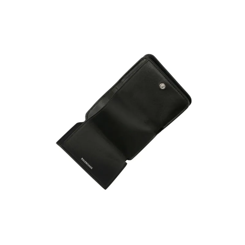 Balenciaga Cash Leather Wallet Mini Women's Black-3