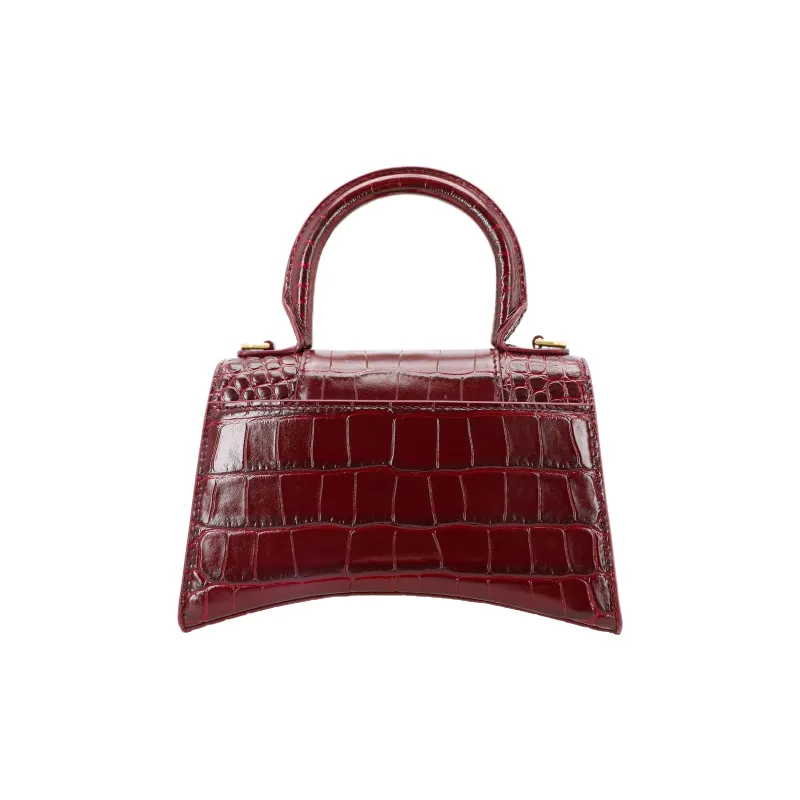 Balenciaga Hourglass Fabric Hourglass Bag, Handbag, Shoulder Bag, Crossbody Bag Small Size Women's Burgundy-3