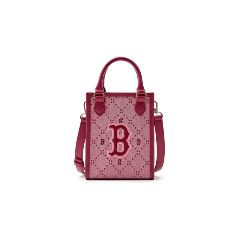 MLB Cotton Tote Bag, Shopping Bag, One Shoulder Crossbody Bag Handbag Mini Women's Rose Red-0