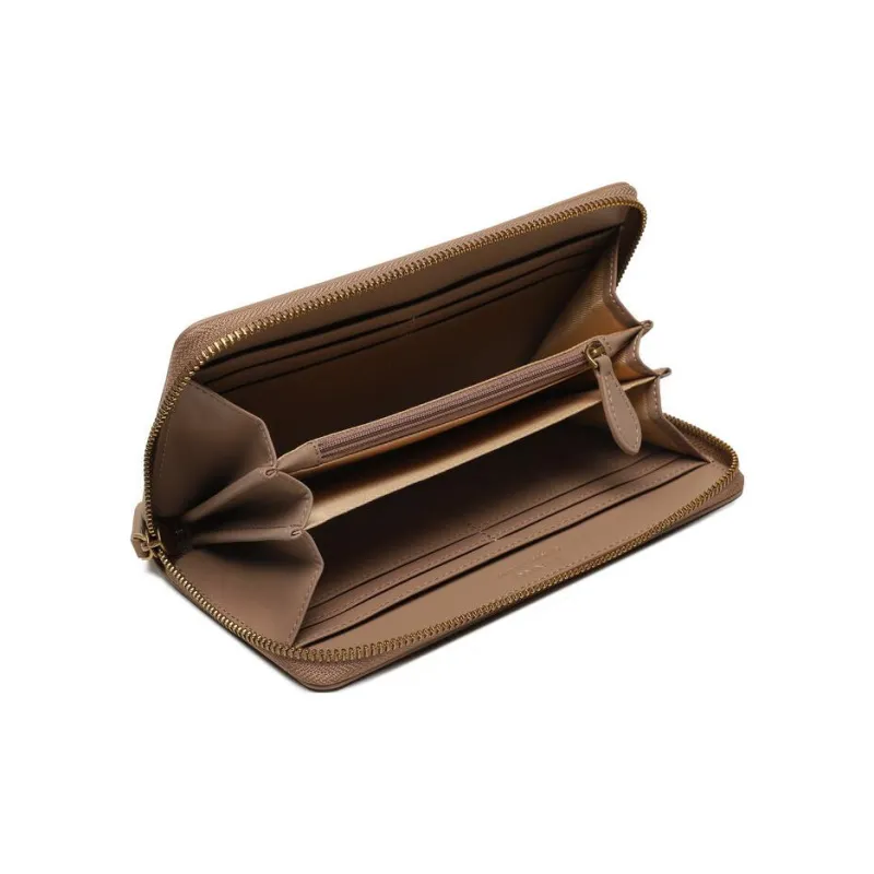 PINKO Cowhide Leather Wallet Women's Beige-2