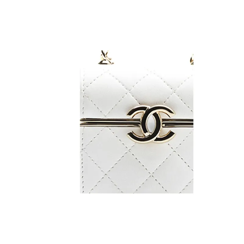 CHANEL Sheepskin Small Bag Necklace Pouch Airpods Headphone Case Bag Accessory Unisex White-3