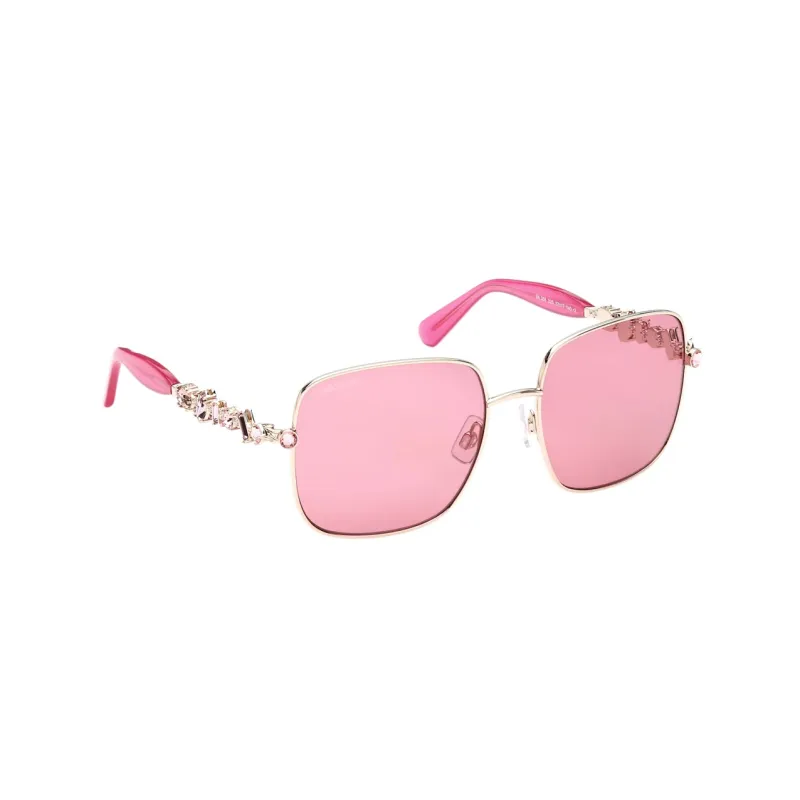 Swarovski Collection III Metal Faux Crystal Square Sunglasses Women's Pink-2