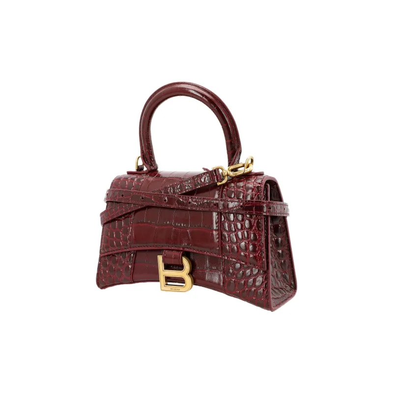 Balenciaga Hourglass Fabric Hourglass Bag, Handbag, Shoulder Bag, Crossbody Bag Small Size Women's Burgundy-1