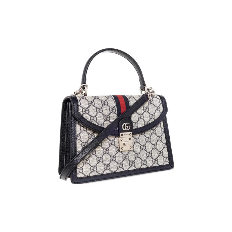 GUCCI Ophidia Canvas Leather Shoulder Bag Crossbody Bag Handbag Small Size Women's Blue/Beige-1